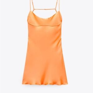 Zara Orange Mini Slip Dress